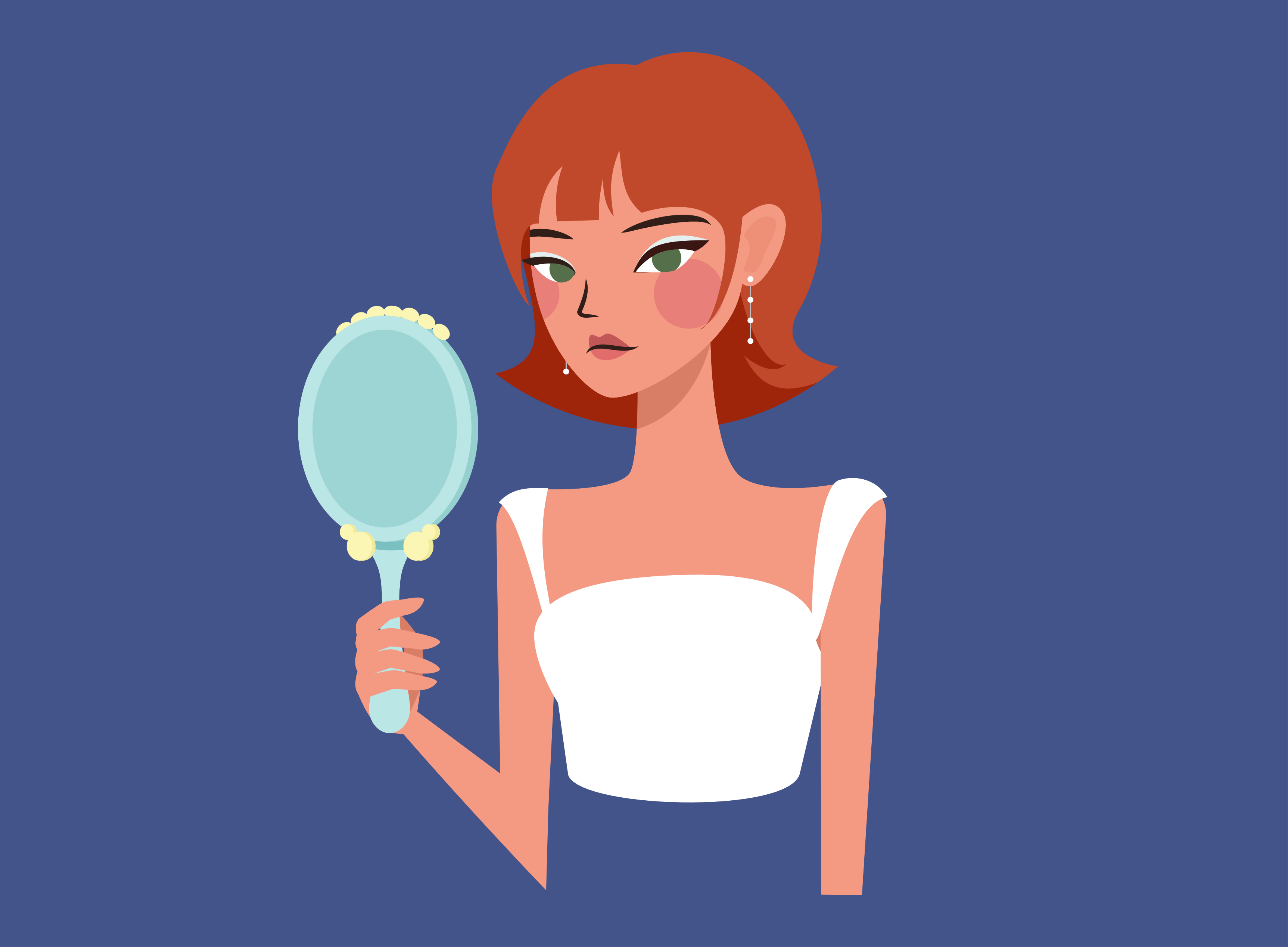 Illustration von Frau mit einem Spiegel